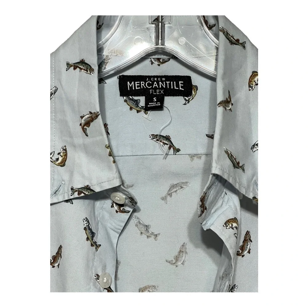 J. Crew Mercantile Flex Bass Printed Button Up Short Sleeve Shirt Small